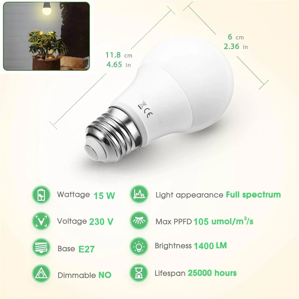 E27 plant grow bulb designed for seedling, hydroponics, and houseplant growth